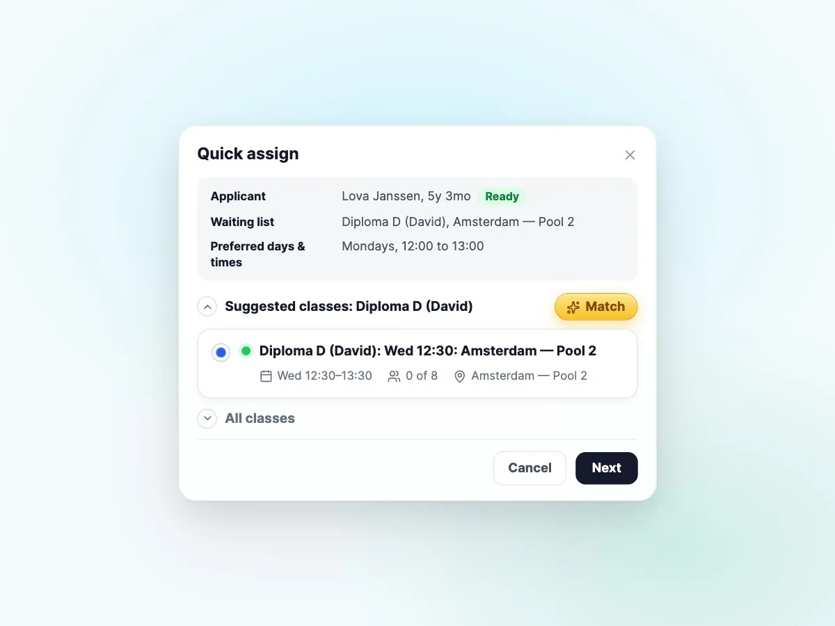 Finding a suitable group from the waiting list