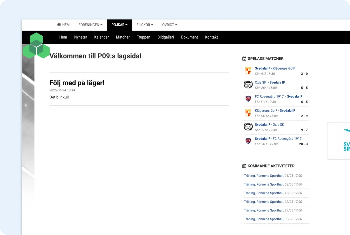Koppla grupper i hemsideverktyget i Sportadmin